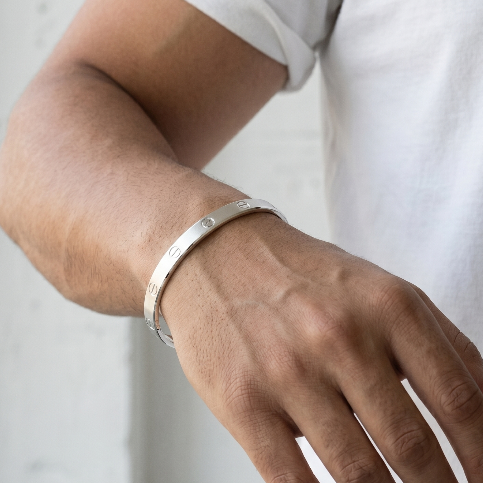Screw Motif Bangle | 925 Sterling Silver | Unisex Cuff | Ruaab