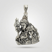 Shiv Parvati Antique Silver Pendant | 925 Sterling Silver | Spiritual Pendant for Men