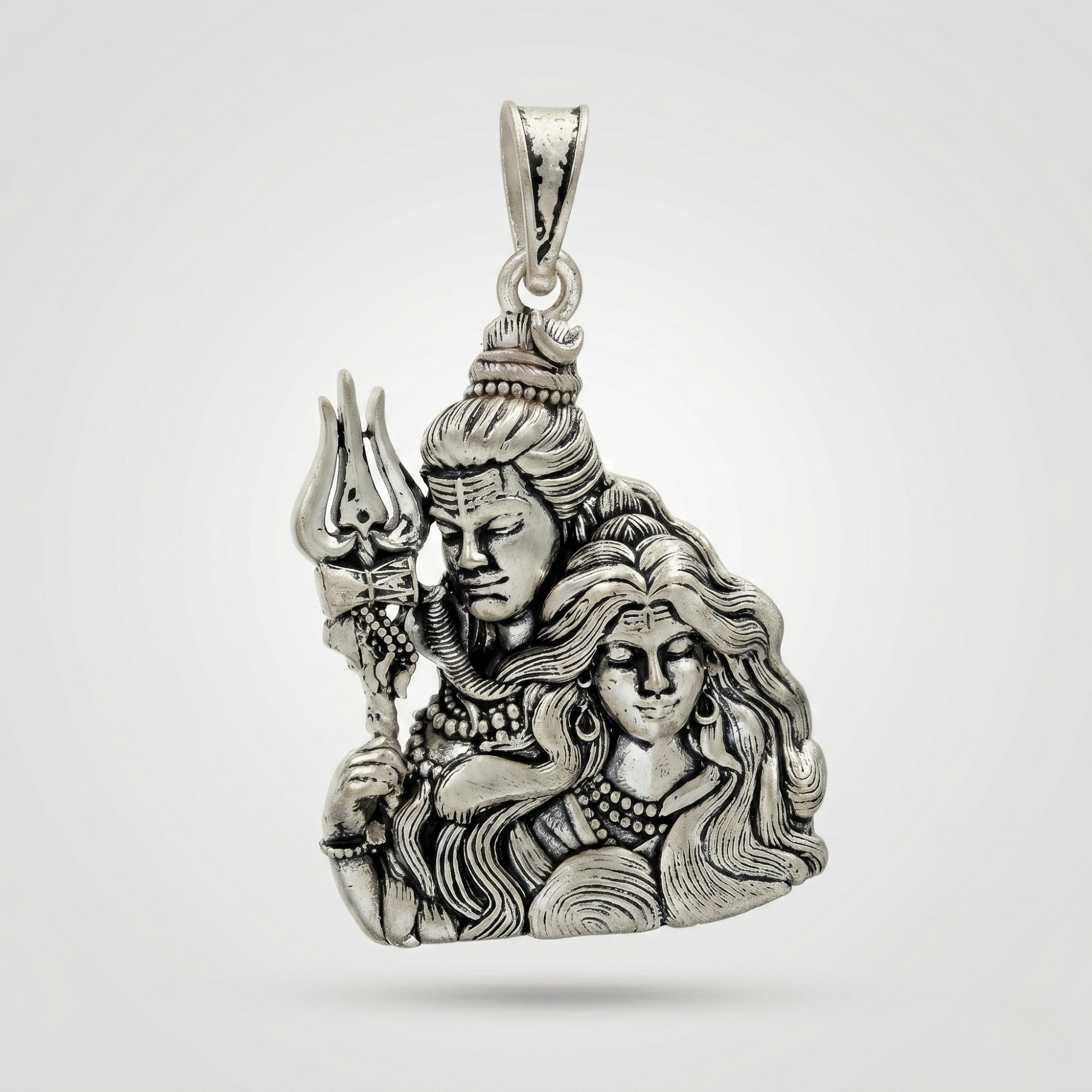 Shiv Parvati Antique Silver Pendant | 925 Sterling Silver | Spiritual Pendant for Men