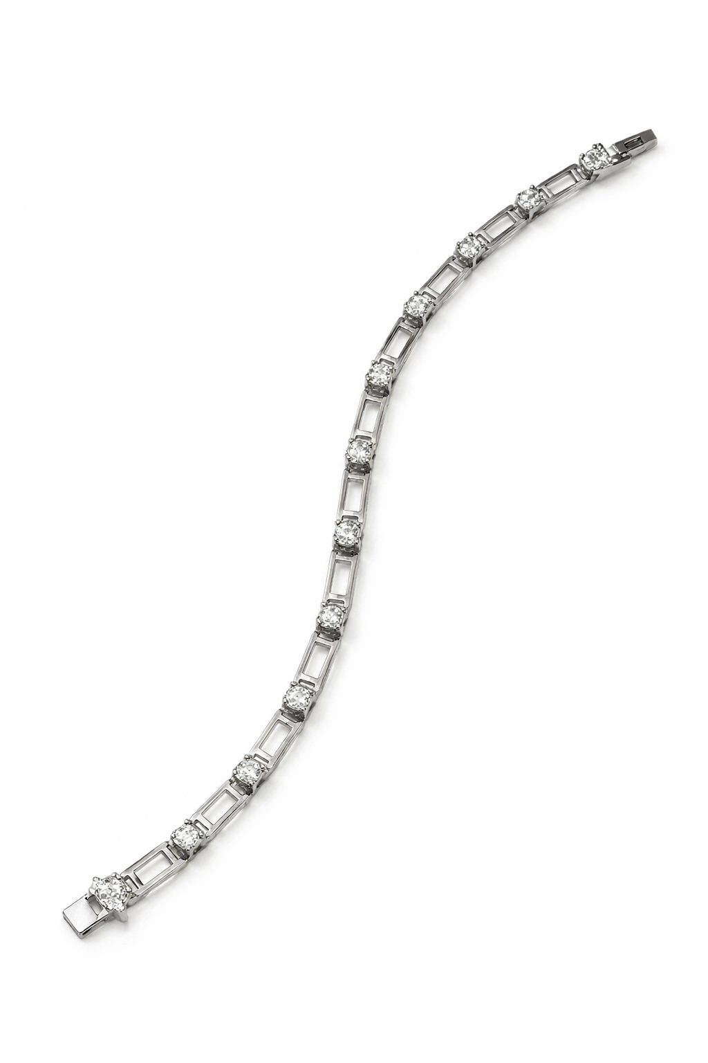 Solitaire Link Diamond Bracelet – 925 Silver