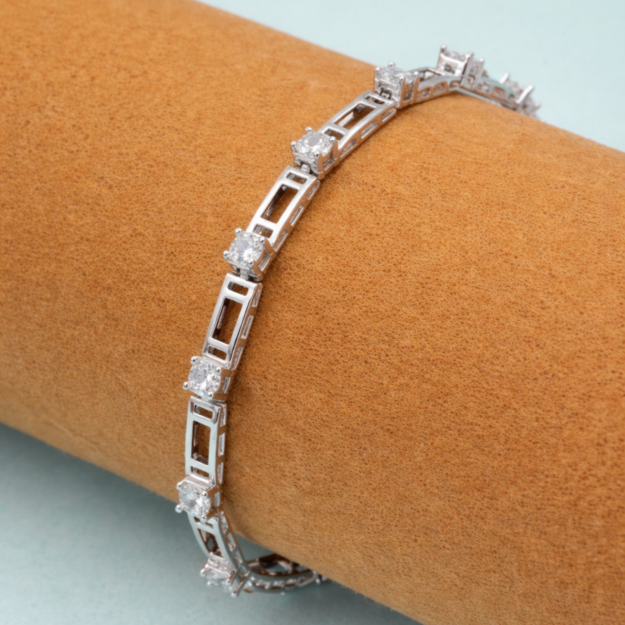 Solitaire Link Diamond Bracelet – 925 Silver