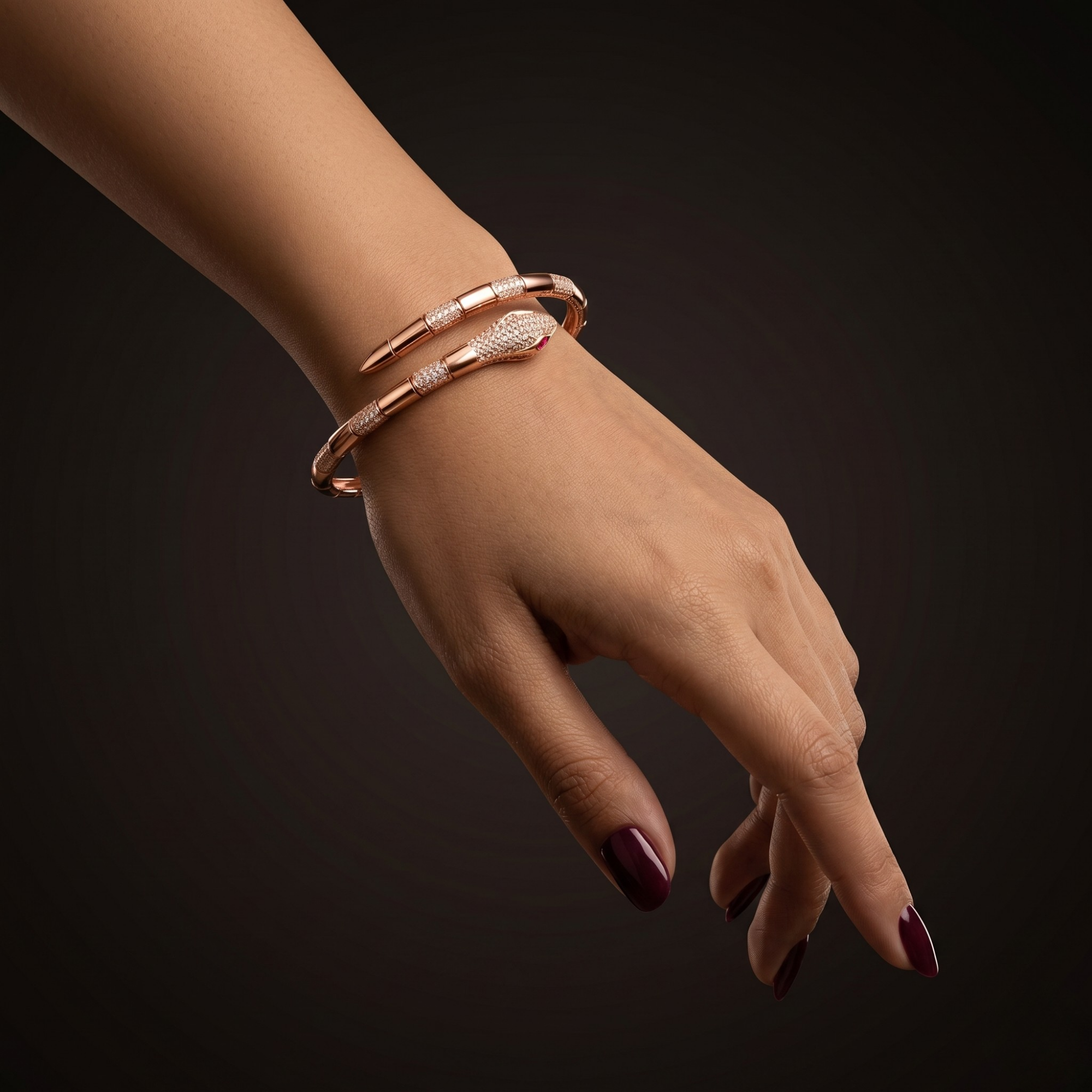 Serpent Luxe Kada – 925 Silver | Rose Gold Finish | Ruaab