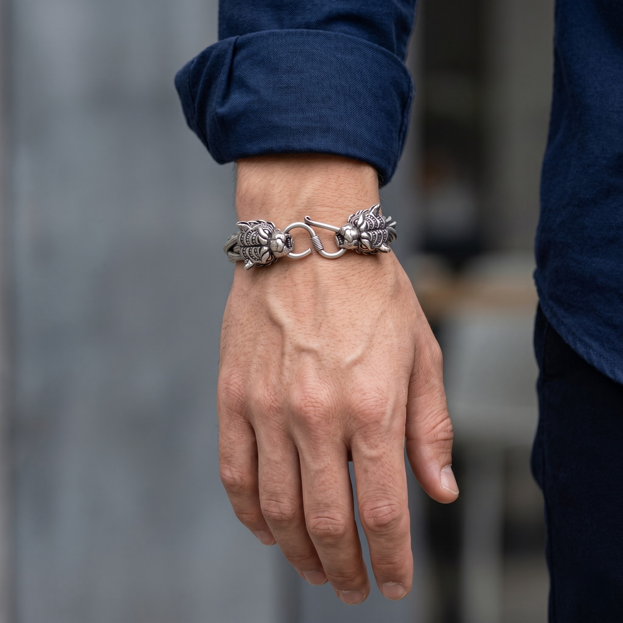 Tiger Sovereign Silver Bracelet | 925 Silver | Heavy Bracelet