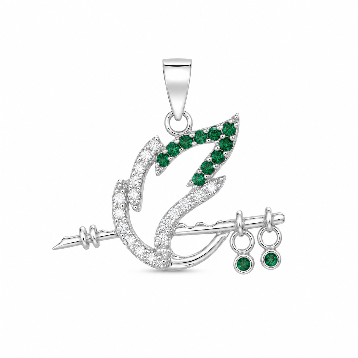 Trishul Peacock Feather Charm Pendant — 925 Sterling Silver | Spiritual Pendant for Men & Women