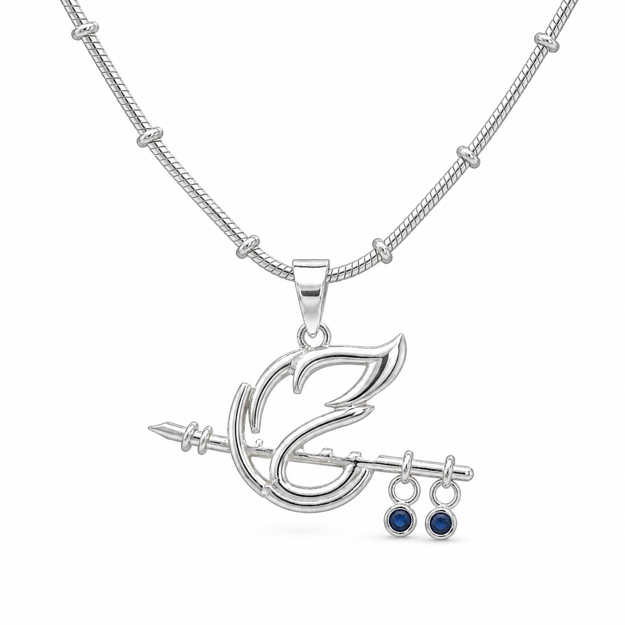 Trishul Peacock Feather Silver Pendant — 925 Sterling Silver | Charm Drops | Men & Women