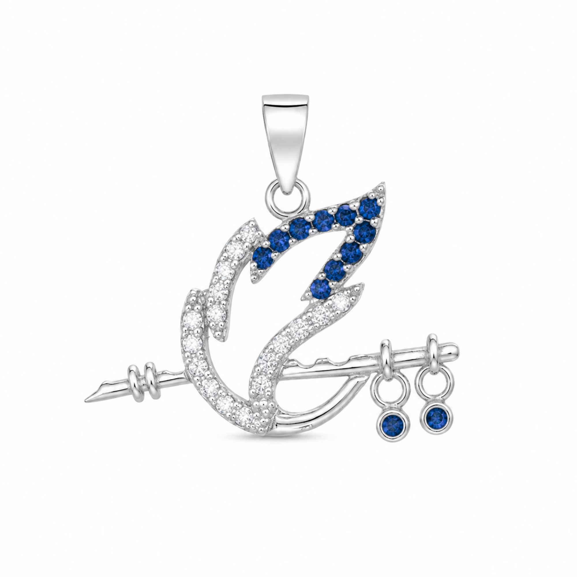 Trishul Peacock Feather Charm Pendant — 925 Sterling Silver | Spiritual Pendant for Men & Women