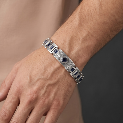 Royal Sapphire Link Bracelet – 925 Silver