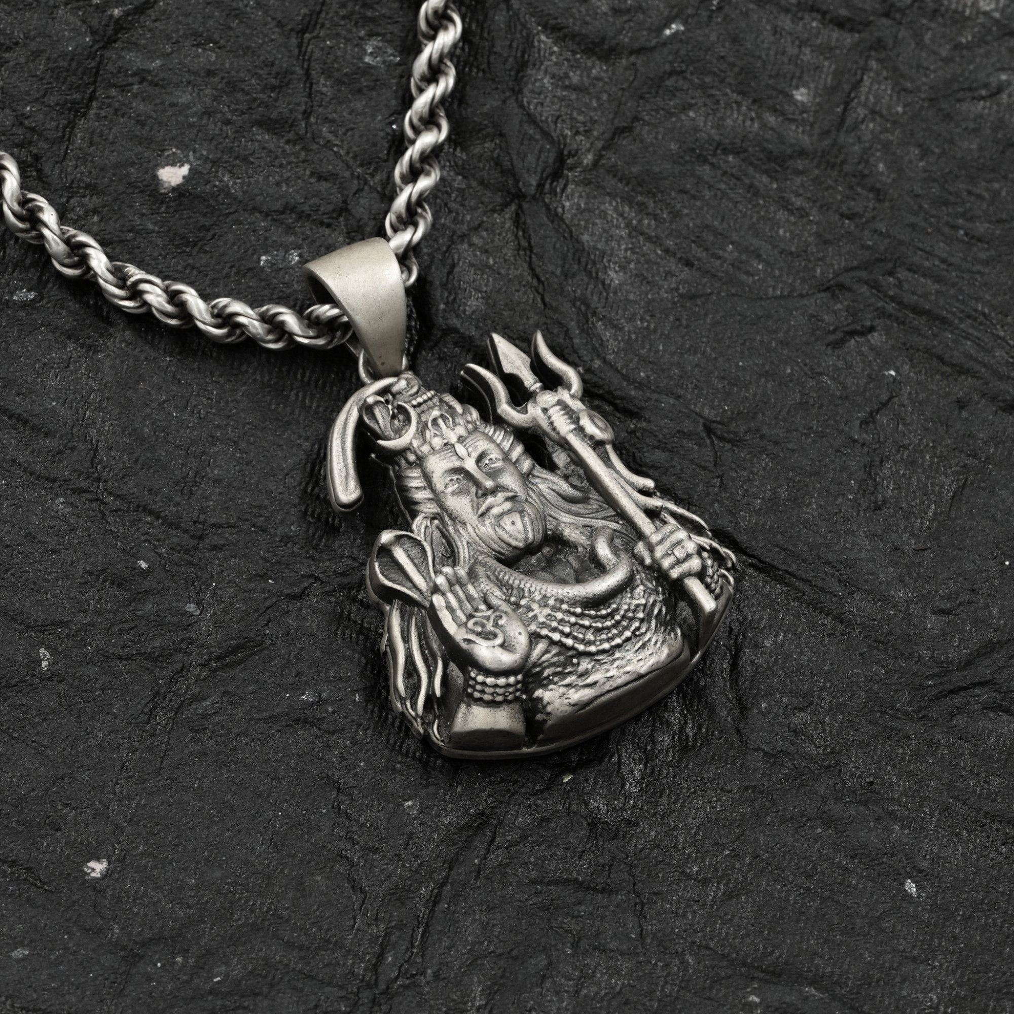 Mahadev Trishul Antique Silver Pendant | 925 Sterling Silver | Spiritual Pendant for Men