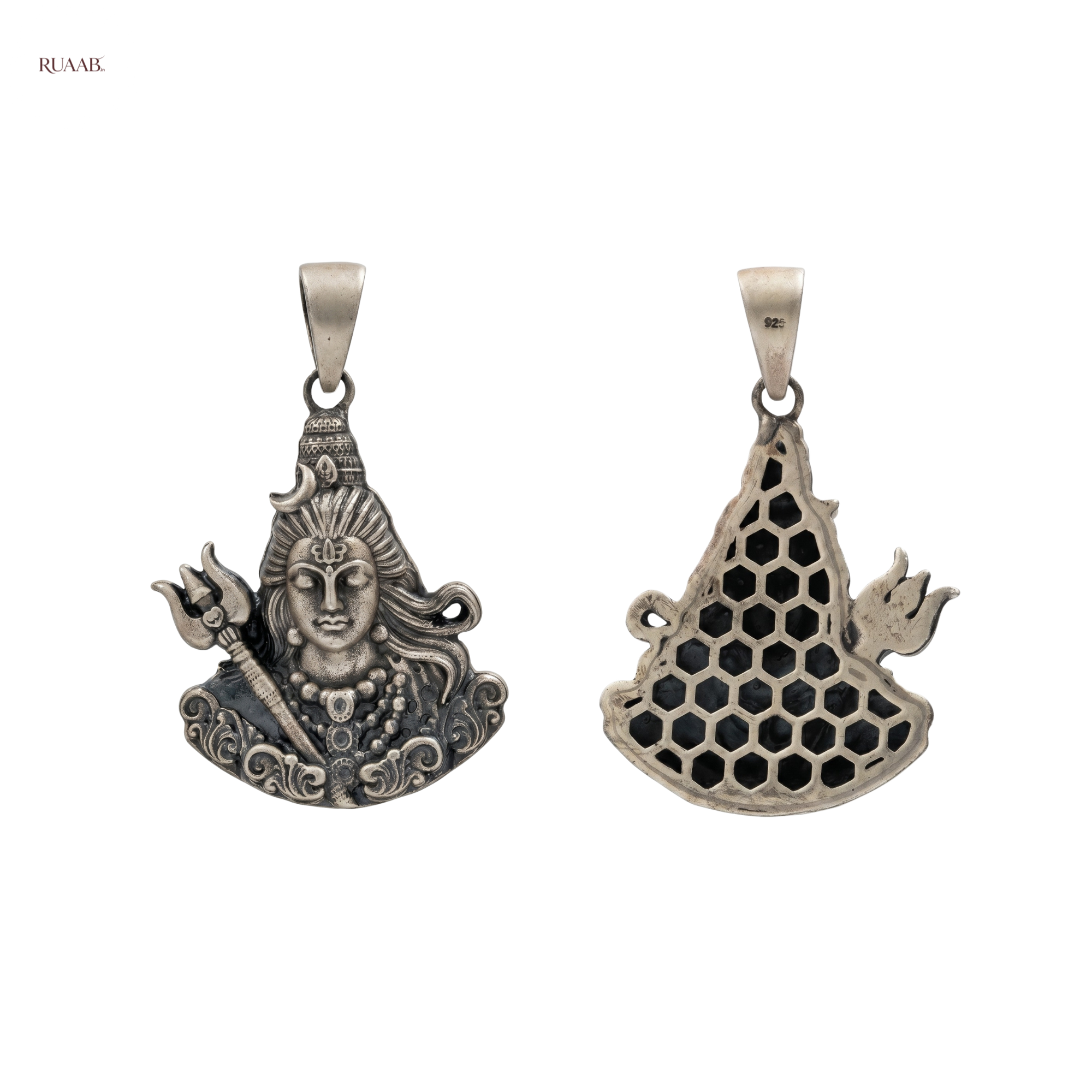 Mahadev Trishul Antique Pendant  | 925 Sterling Silver | Spiritual Pendant for Men