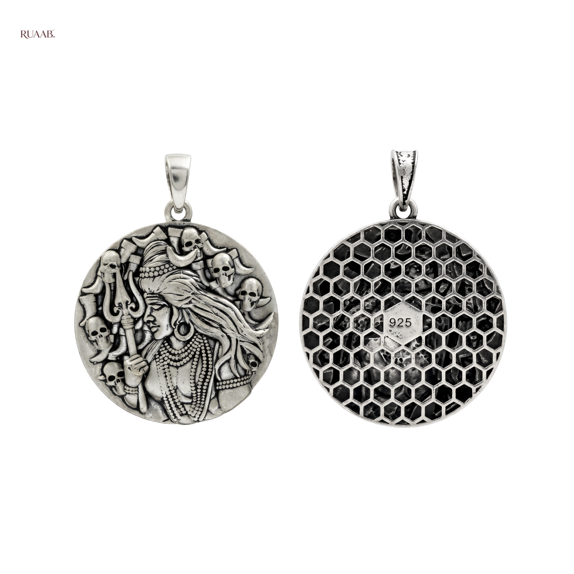 Mahakaal Rudra Antique Pendant  | 925 Sterling Silver | Spiritual Pendant for Men