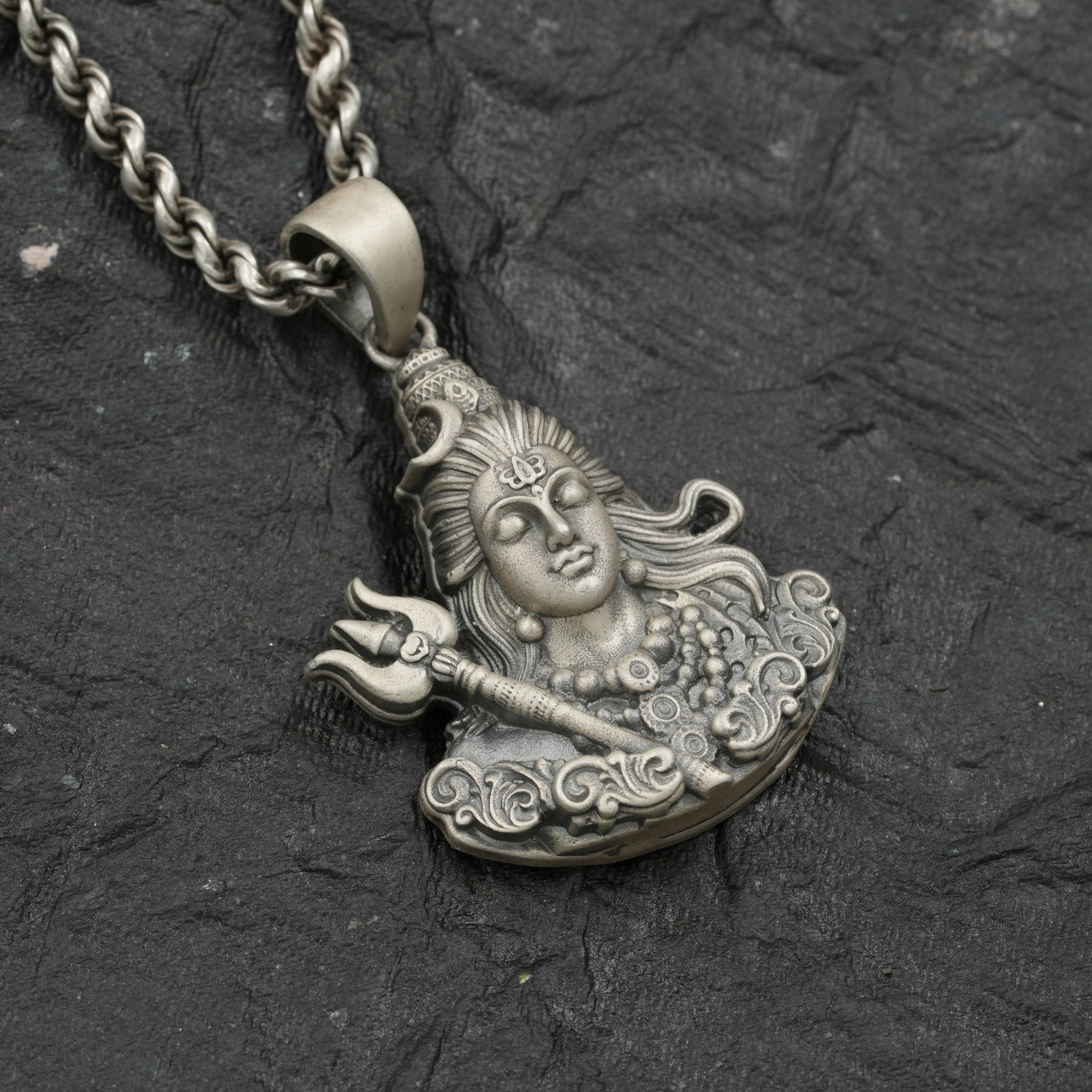 Mahadev Trishul Antique Pendant  | 925 Sterling Silver | Spiritual Pendant for Men