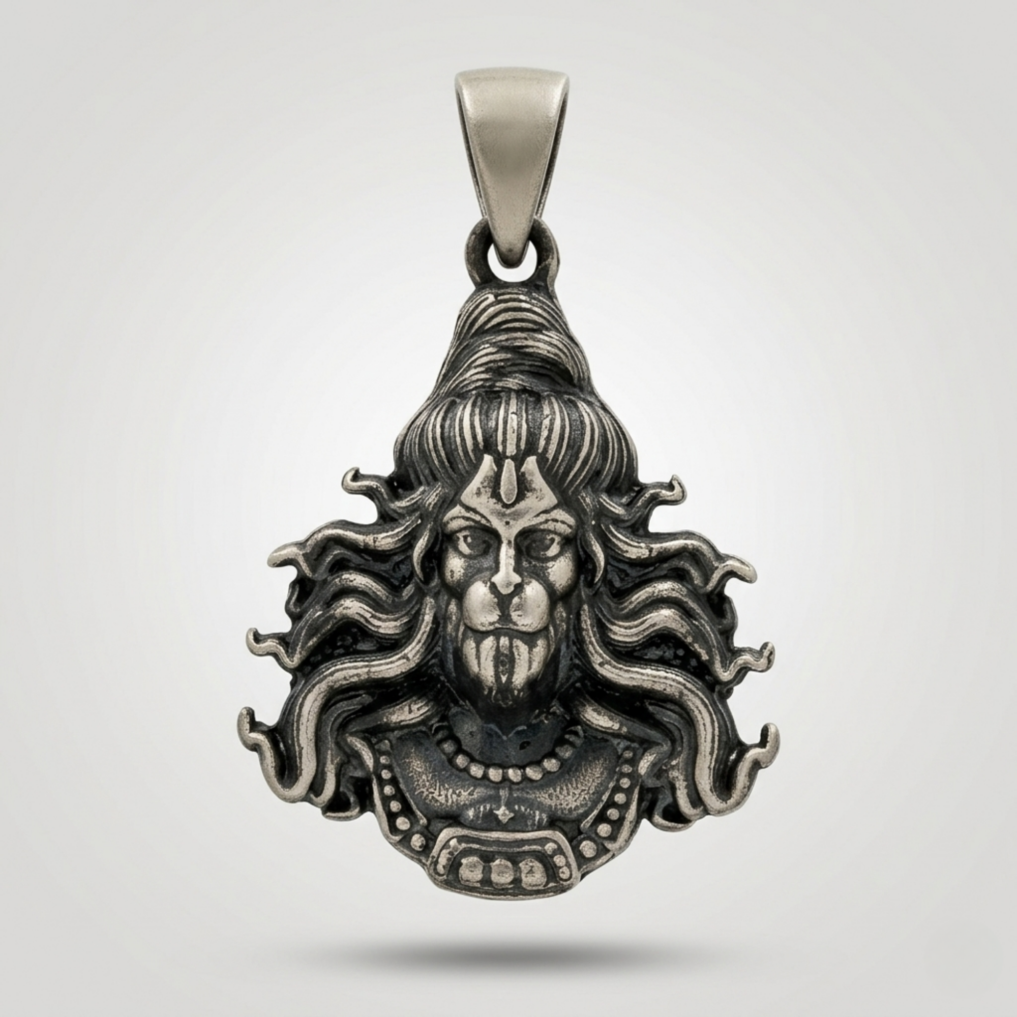 Veer Hanuman Antique Silver Pendant | 925 Sterling Silver | Spiritual Pendant for Men