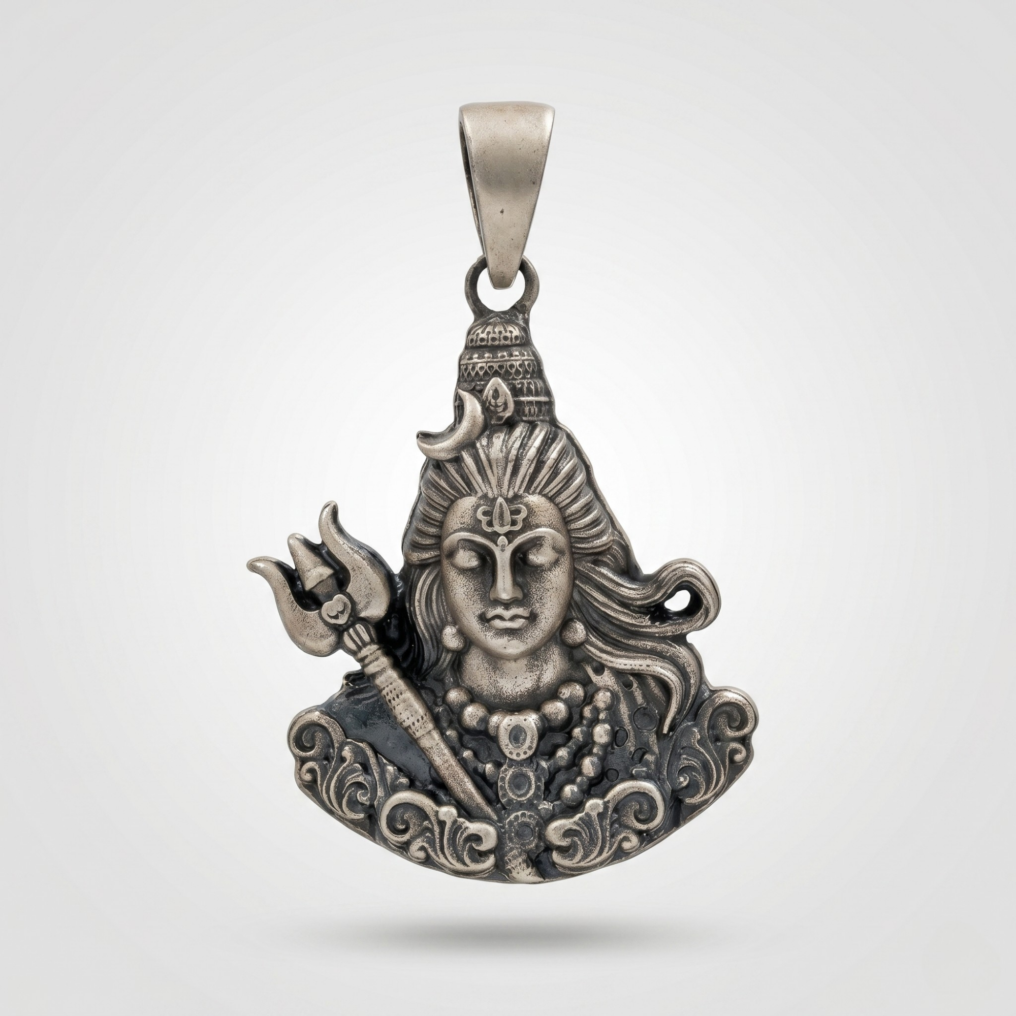Mahadev Trishul Antique Pendant  | 925 Sterling Silver | Spiritual Pendant for Men