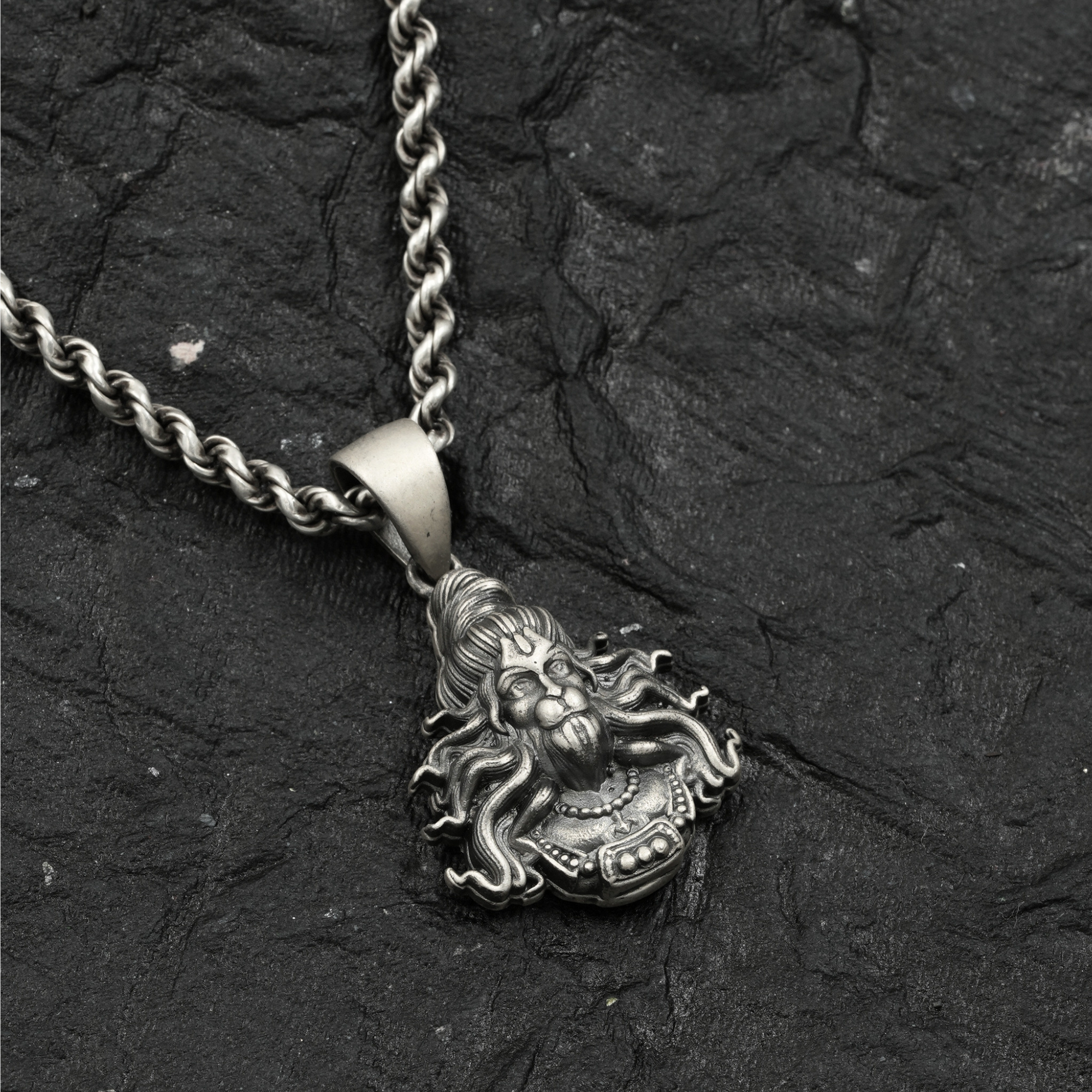 Veer Hanuman Antique Silver Pendant | 925 Sterling Silver | Spiritual Pendant for Men