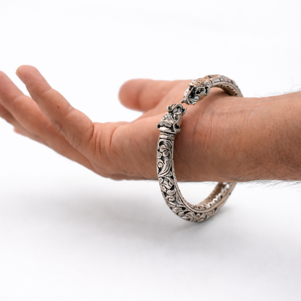 Rajwadi Elephant Kada – Ruaab Exclusive 925 Silver