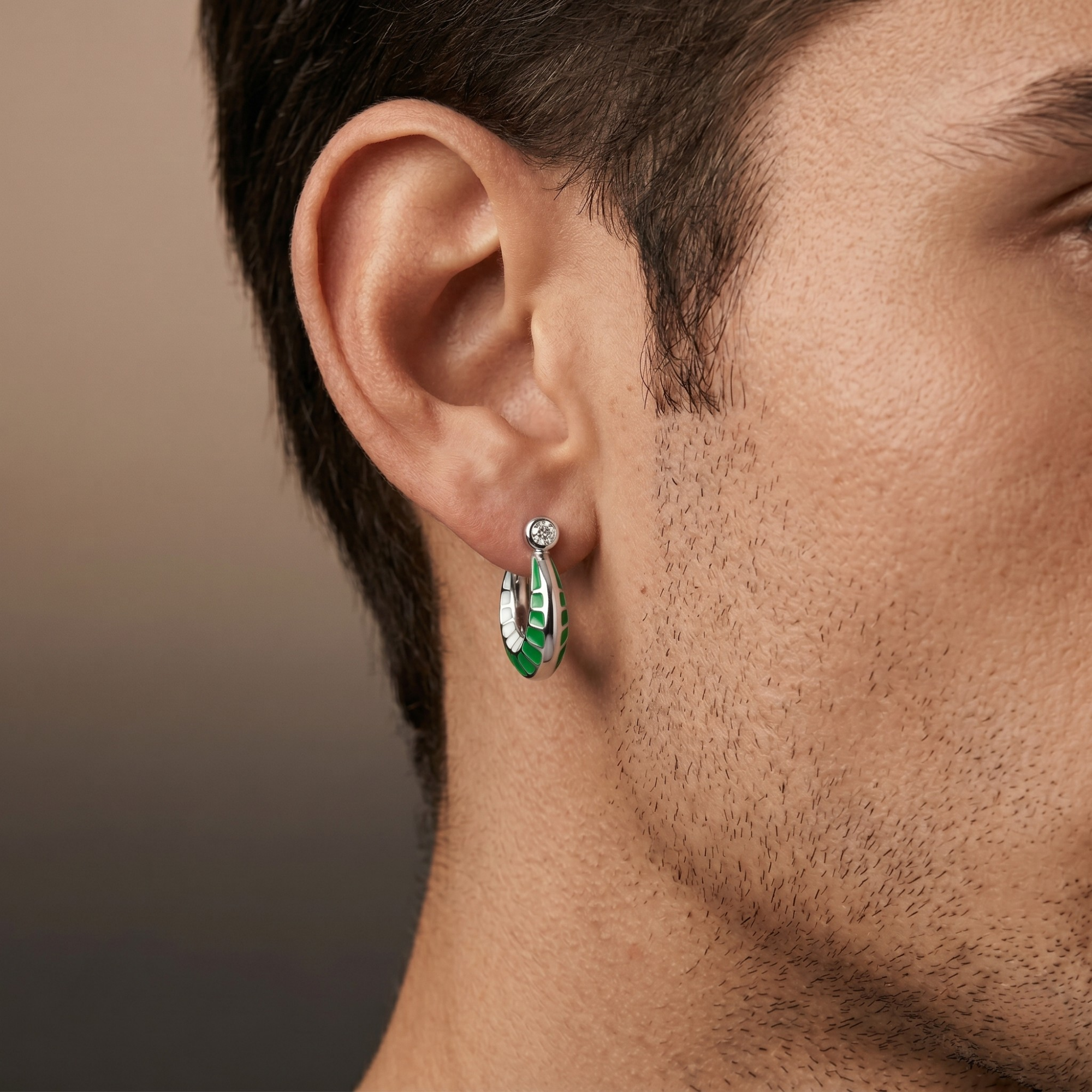 Neon Verde Hoop Earrings – 925 Silver