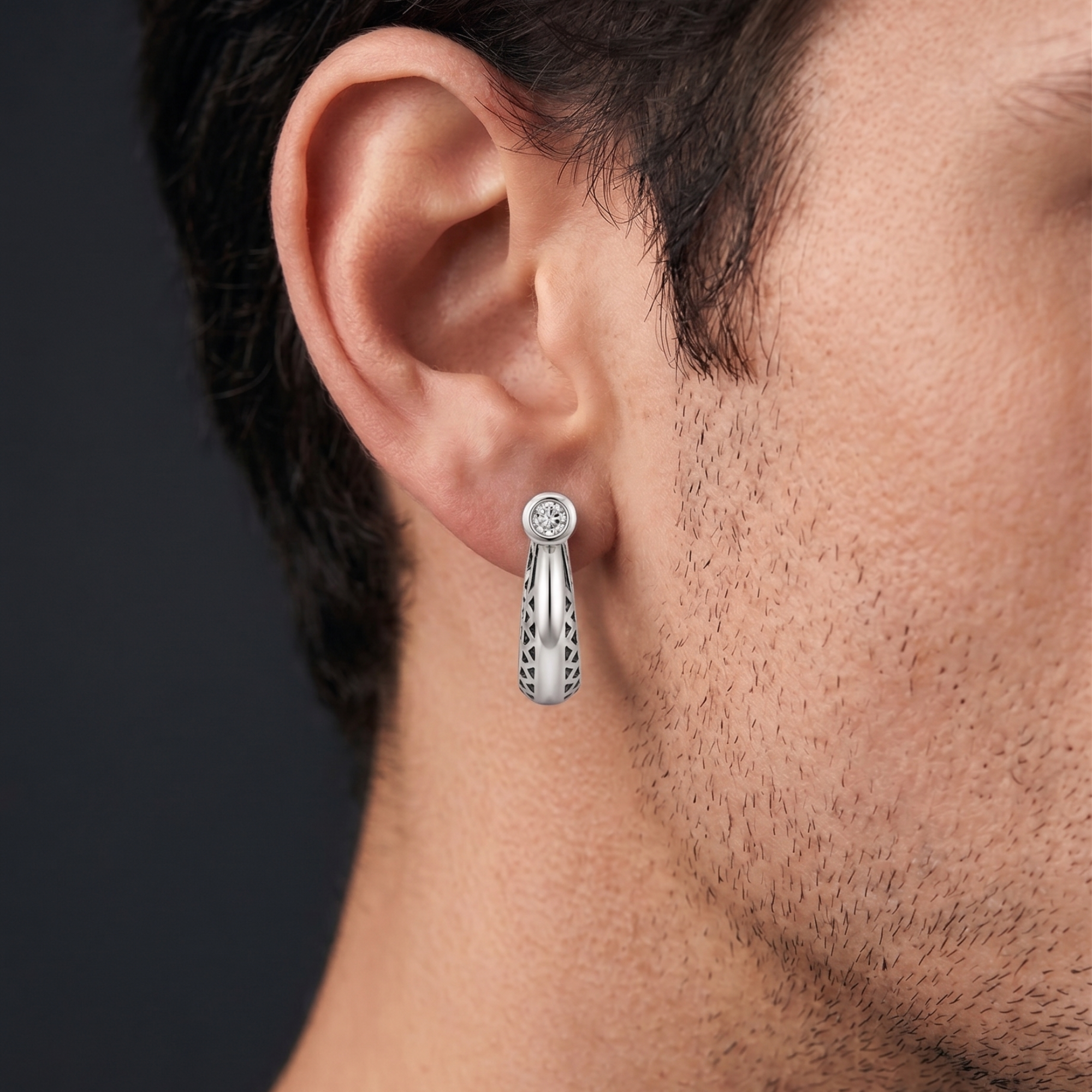 Eclipse Cutwork Hoop Earrings – 925 Silver