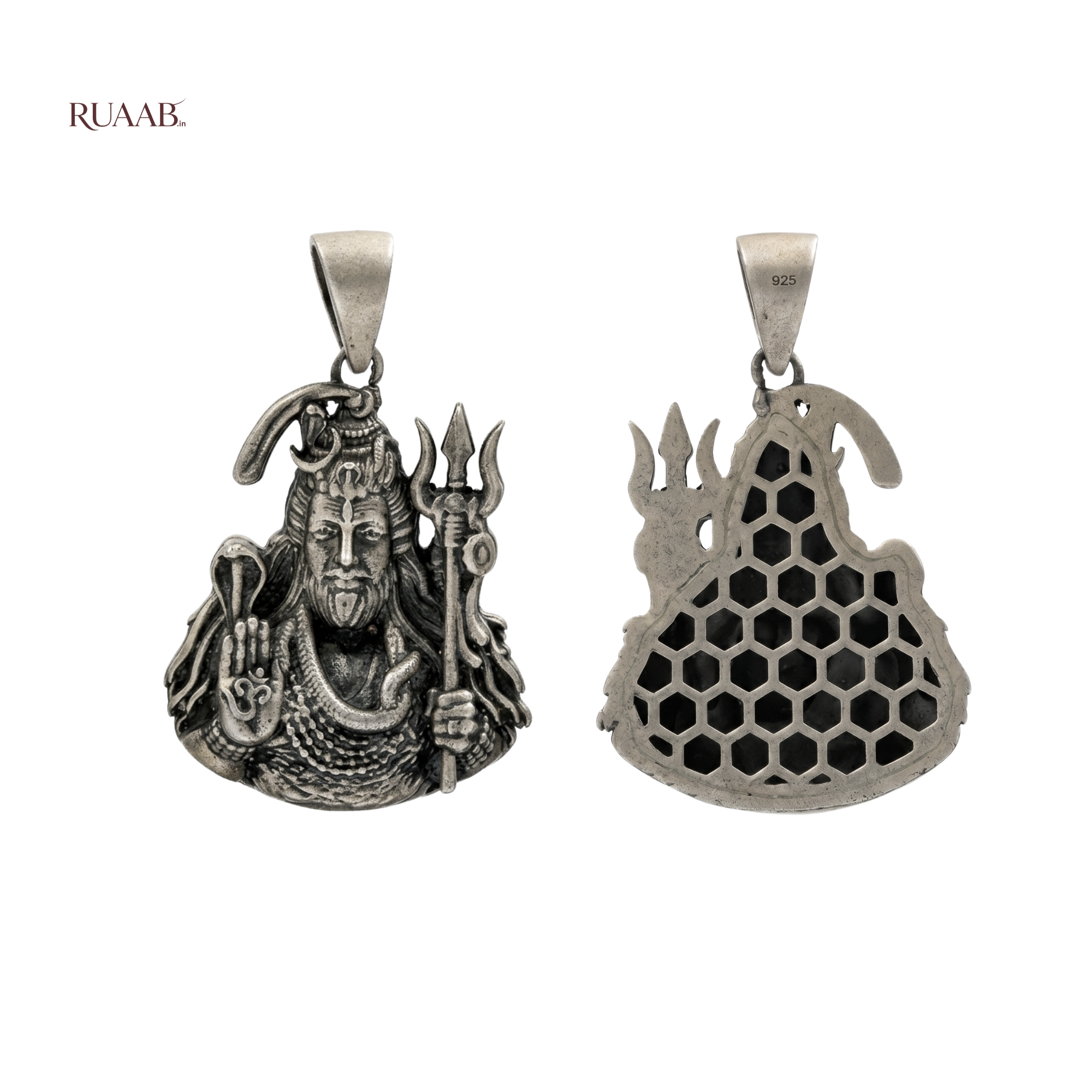 Mahadev Trishul Antique Silver Pendant | 925 Sterling Silver | Spiritual Pendant for Men