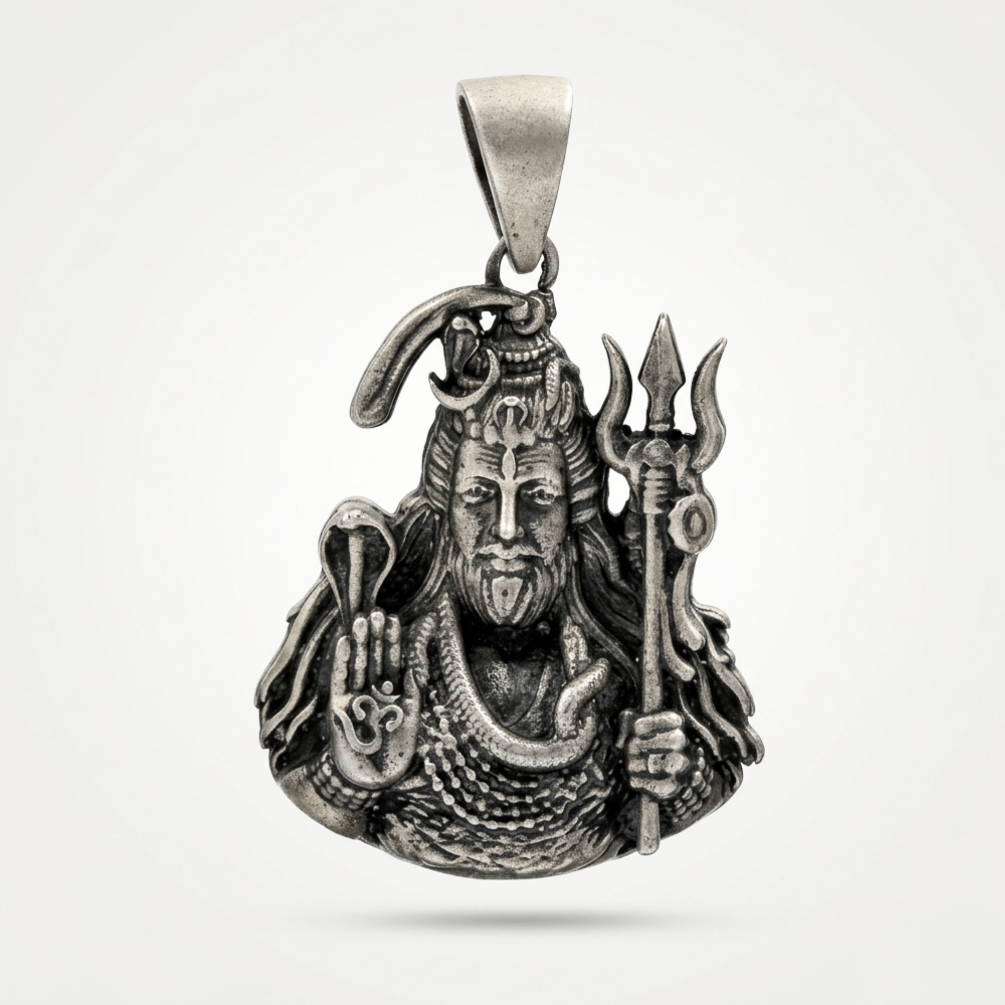 Mahadev Trishul Antique Silver Pendant | 925 Sterling Silver | Spiritual Pendant for Men